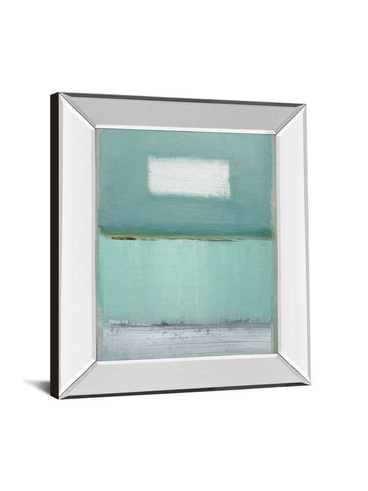 Azure 1 By Caroline - Mirror Framed Print Wall Art - Light Blue