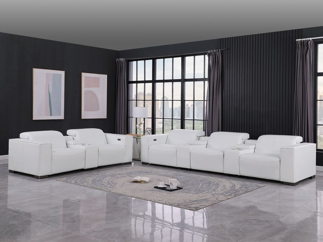 1208 - Modular Leather Sofa Loveseat With 6 Recliners And Power Headrests