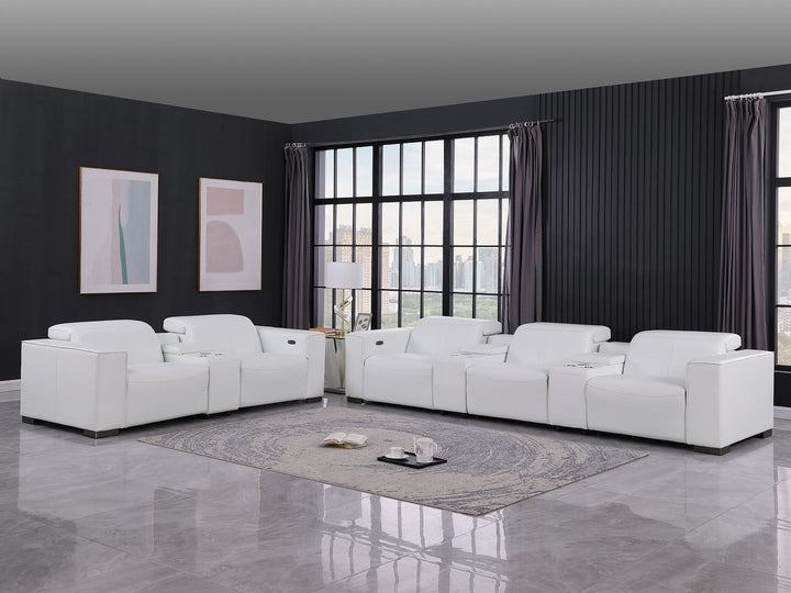 1208 - Modular Leather Sofa Loveseat With 6 Recliners And Power Headrests