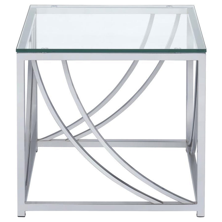 Lille - Square Glass Top Side End Table - Chrome