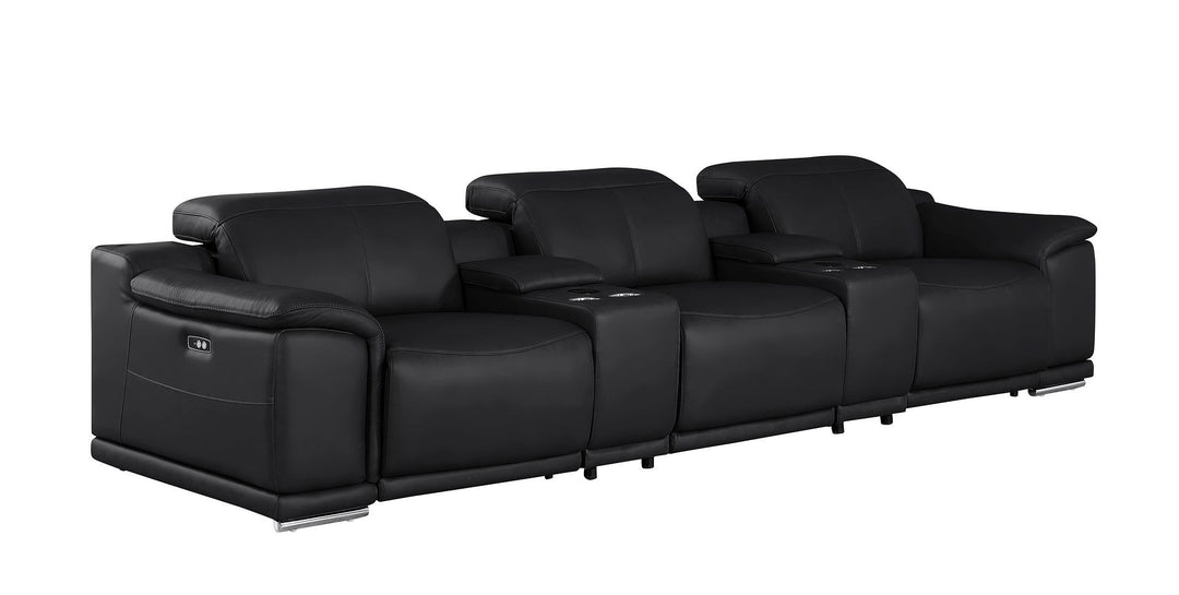 2679 - Genuine Leather Sofa With 3 Power Recliners &amp; Dual Storage Consoles