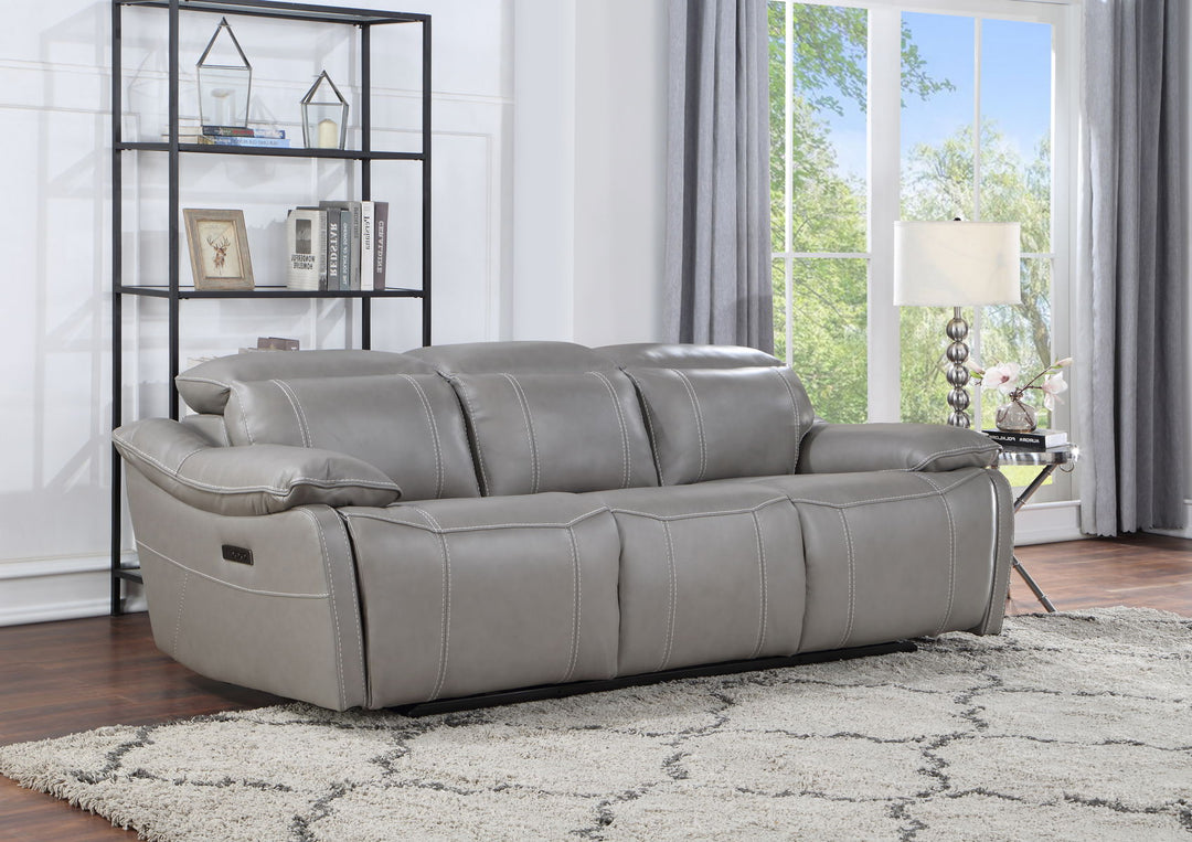 Alpine - Leather Dual Power Sofa - Smoke