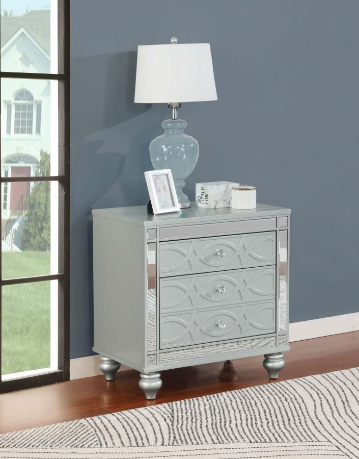 Gunnison - 2-Drawer Nightstand - Silver Metallic