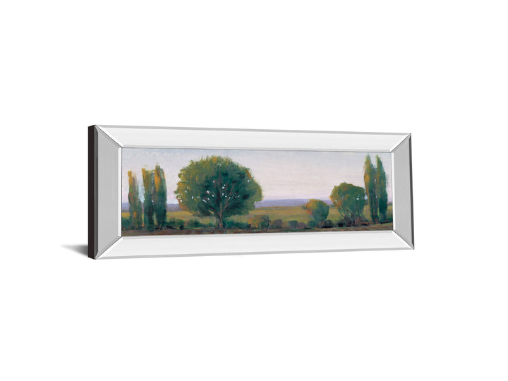 Panoramic Treeline I By Tim Otoole - Mirror Framed Print Wall Art - Dark Green