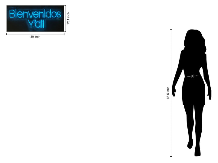 "Bienvenidos Y'All" LED Neon On Acrylic - Blue