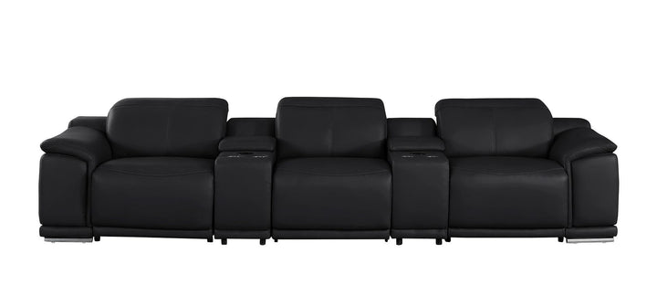 2679 - Genuine Leather Sofa With 3 Power Recliners &amp; Dual Storage Consoles