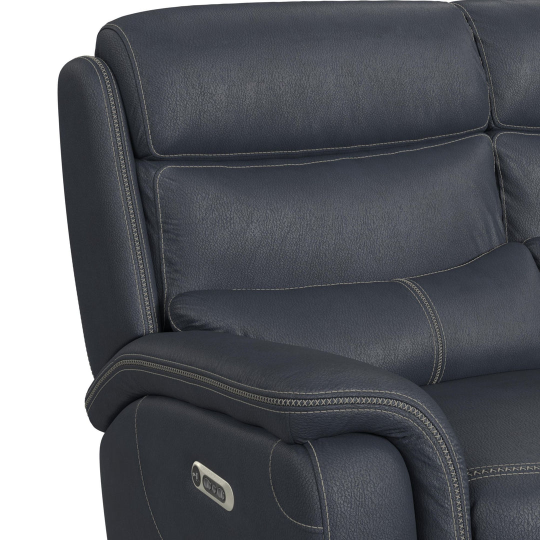 Aruba - Power Motion Loveseat With Power Headrest And Console - Pebble Navy