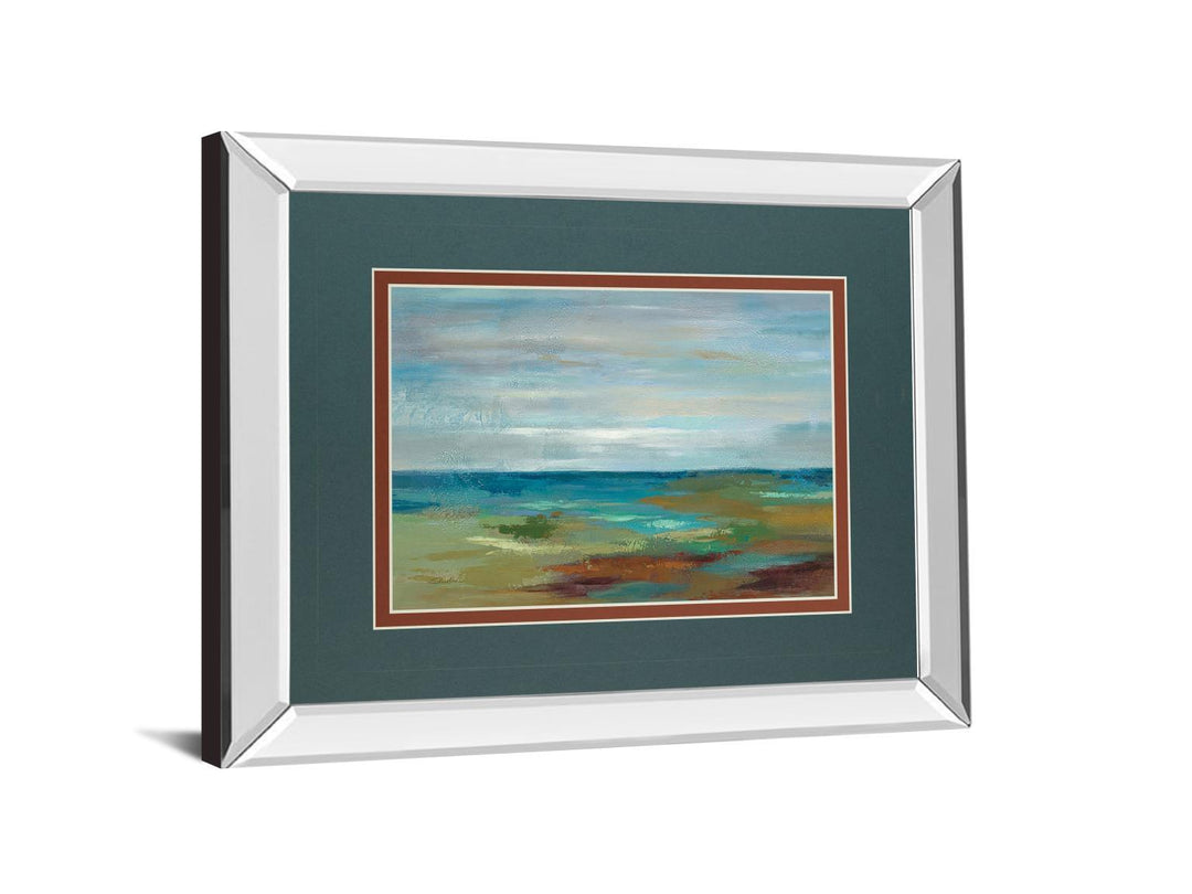 Wispy Clouds By Silvia Vassileva - Mirror Framed Print Wall Art - Blue