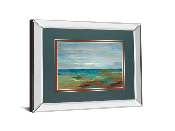 Wispy Clouds By Silvia Vassileva - Mirror Framed Print Wall Art - Blue