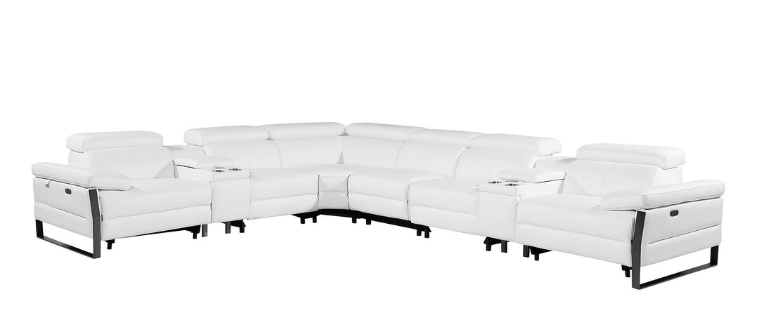 1246 - 8-Piece L-Shaped Modular Power Reclining Sectional With 3 Power Recliners And Power Headrests