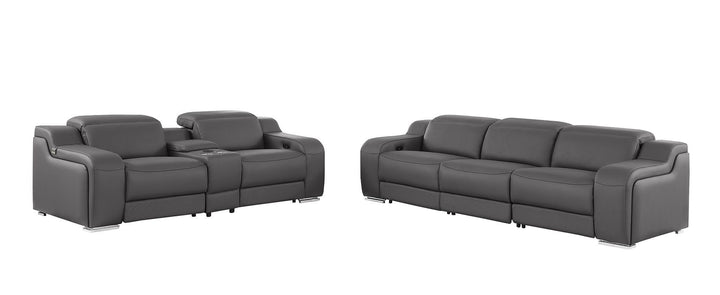 1116 - 6-Piece Modular Power Reclining Sofa And Console Loveseat Set In With 5 Power Recliners &amp; Power Headrests