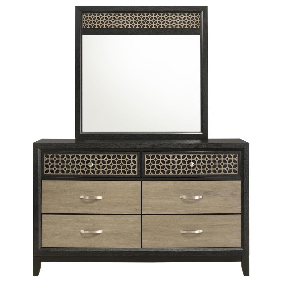 Valencia - 6-Drawer Dresser With Mirror - Black