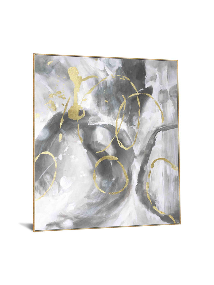 Floating Tempered Glass With Foil Splash In Gold Circles - Gray