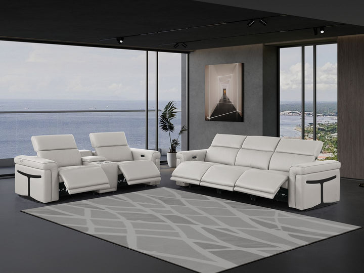 1126 - 6-Piece Modular Power Reclining Sofa And Console Loveseat Set In With 5 Power Recliners &amp; Power Headrests