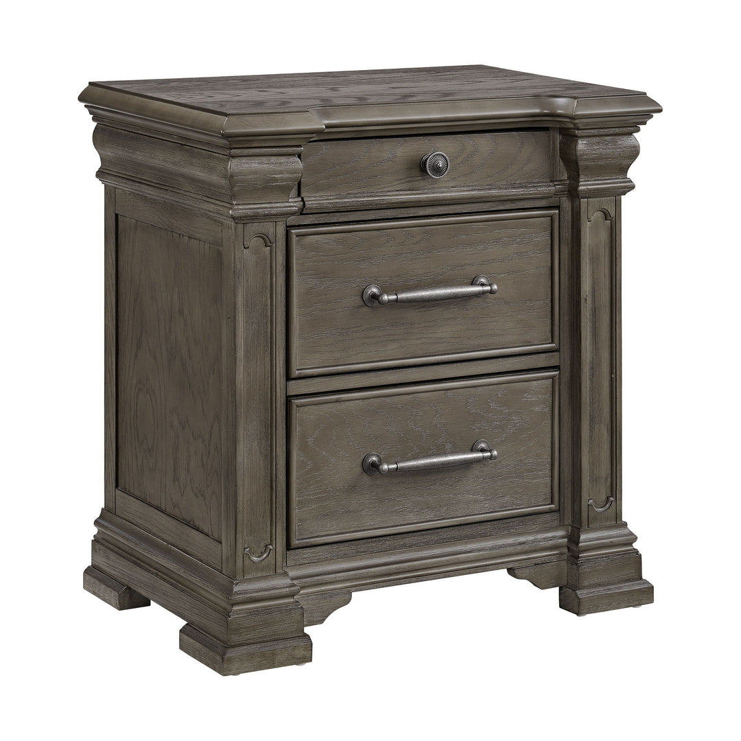 Kings Court - 3 - Drawer Nightstand (Sliding Top) - Gray