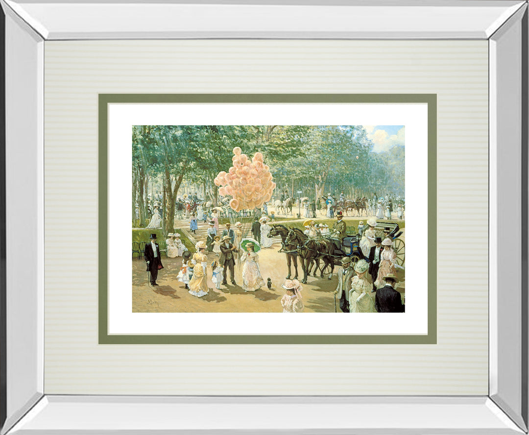 Balloon Seller By Alan Maley - Mirror Framed Print Wall Art - Pink