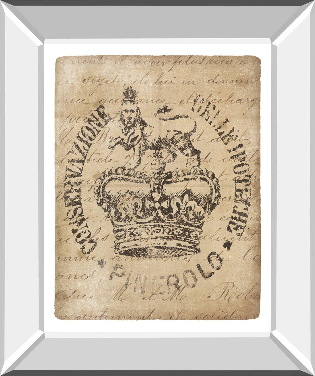 Vintage Seal IV V2 By Wild Apple Portfolio - Mirror Framed Print Wall Art - Beige