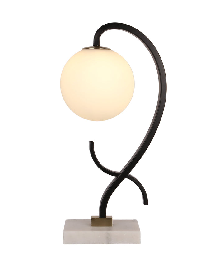 Lunar Loop Metal &amp; Marble Accent Lamp (Set of 2) - Matte Black / White