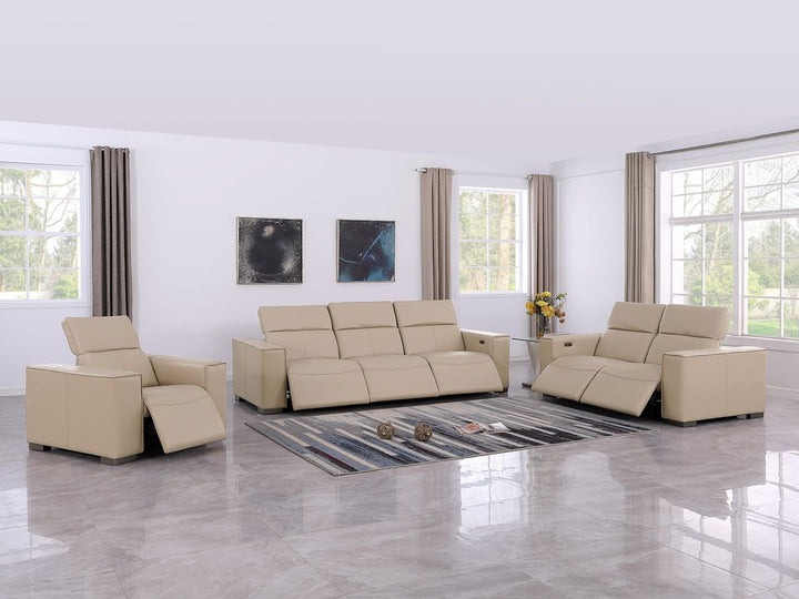 1208 - Leather Reclining Set (Sofa, Loveseat &amp; Chair With 6 Power Recliners)