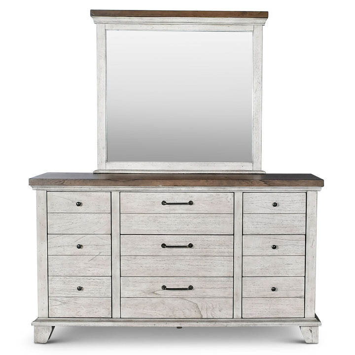 Bear Creek - Dresser & Mirror - Whitewashed Gray