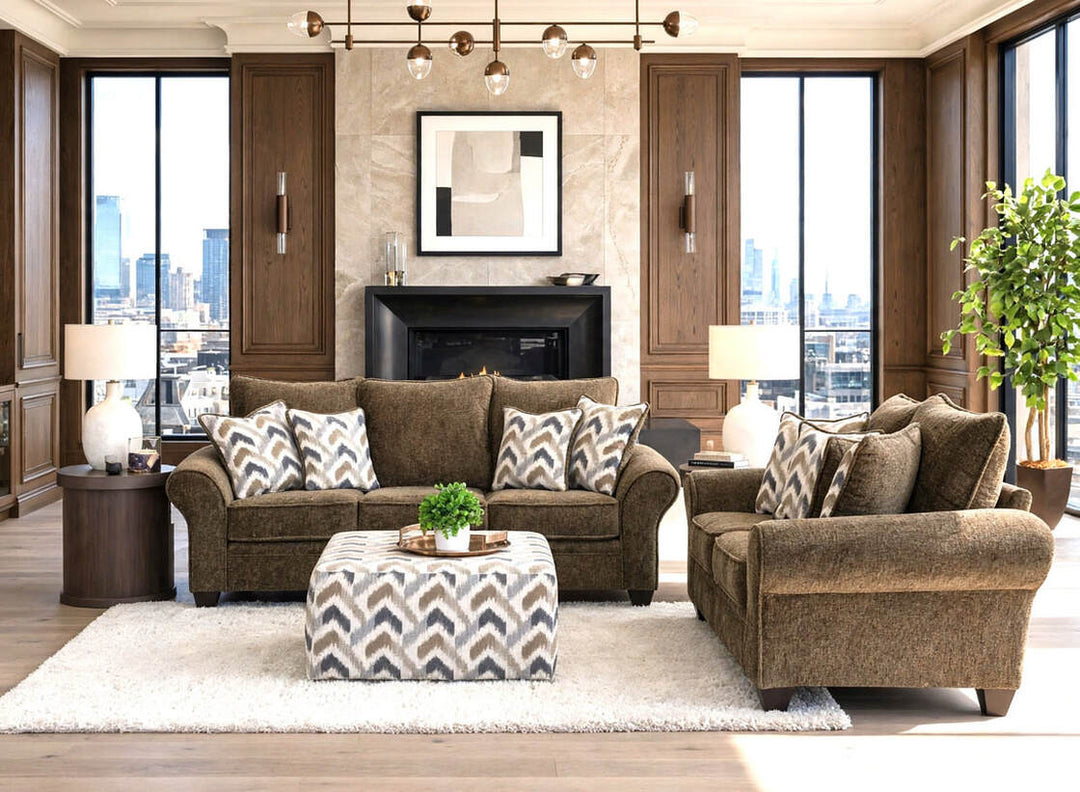 Behold 1000 Chocolate Sofa &amp; Loveseat Set (OVERSIZED)