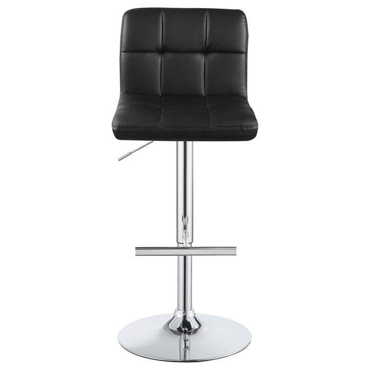 Lenny Tufted Adjustable Leatherette Bar Stool Black (Set of 2)