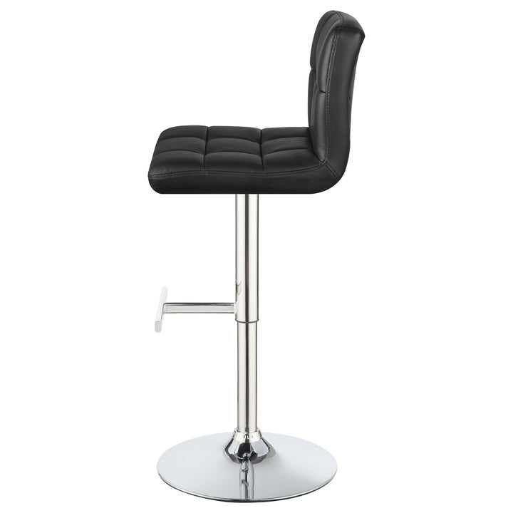 Lenny Tufted Adjustable Leatherette Bar Stool Black (Set of 2)