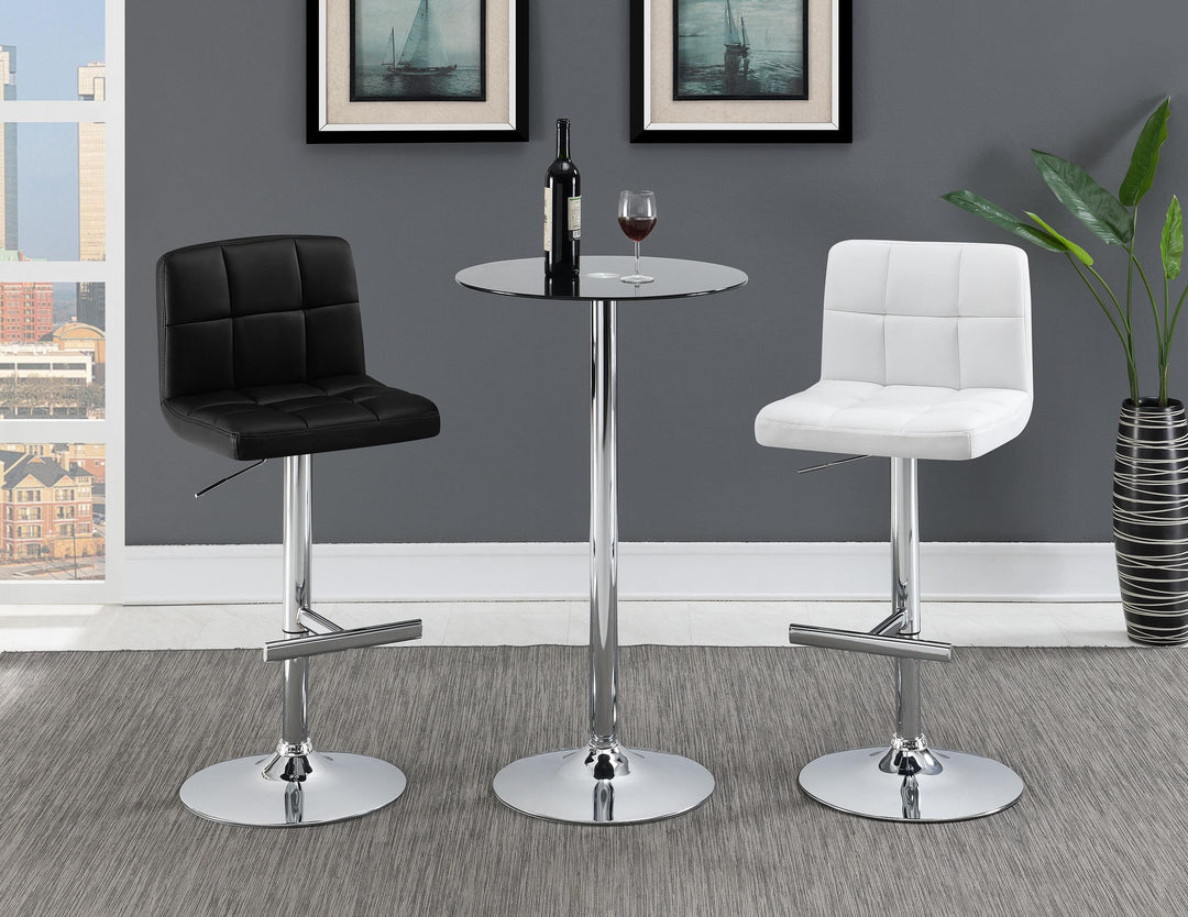 Lenny Tufted Adjustable Leatherette Bar Stool Black (Set of 2)