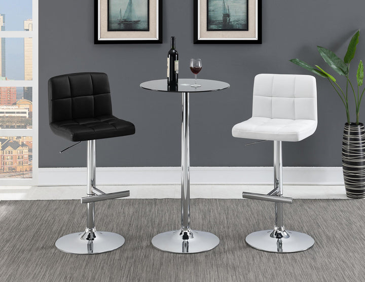 Lenny Tufted Adjustable Leatherette Bar Stool Black (Set of 2)