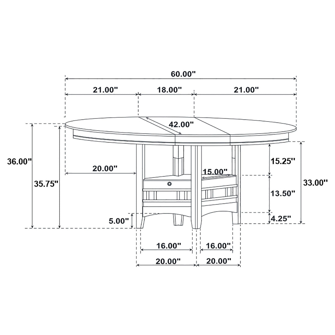 Lavon Oval 60-inch Counter Height Extension Dining Table Espresso