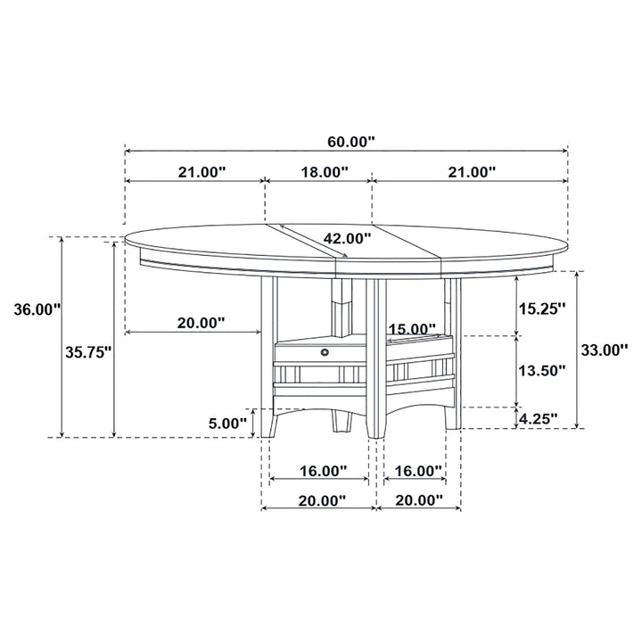 Lavon Oval 60-inch Counter Height Extension Dining Table Espresso