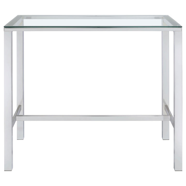 Tolbert Rectangular 47-inch Glass Top Pub Bar Table Chrome