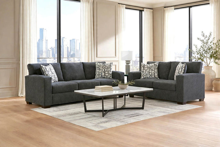 1060 Charcoal Sofa &amp; Loveseat Set (98" SOFA)