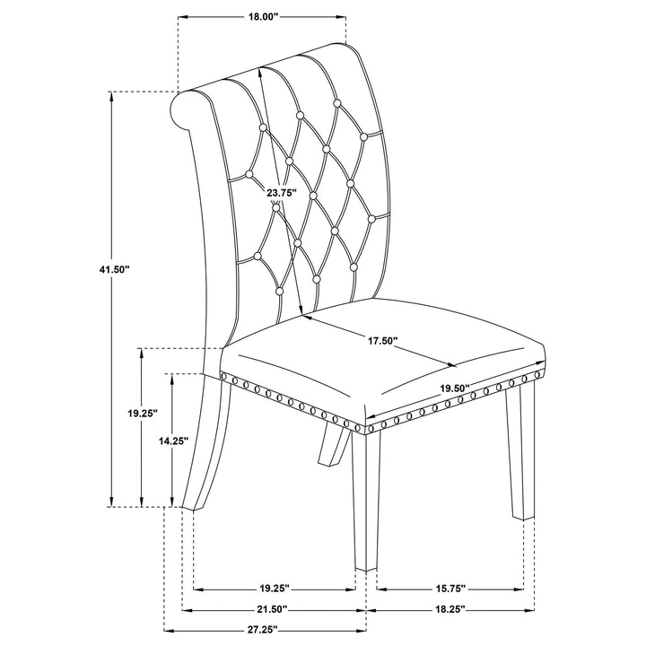 Alana Upholstered Dining Side Chair Beige Smokey Black (Set of 2)