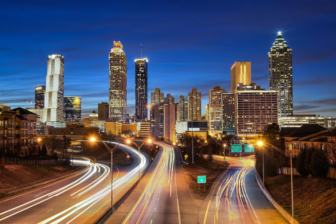 Tempered Glass With Foil - Atlanta At Night - Blue