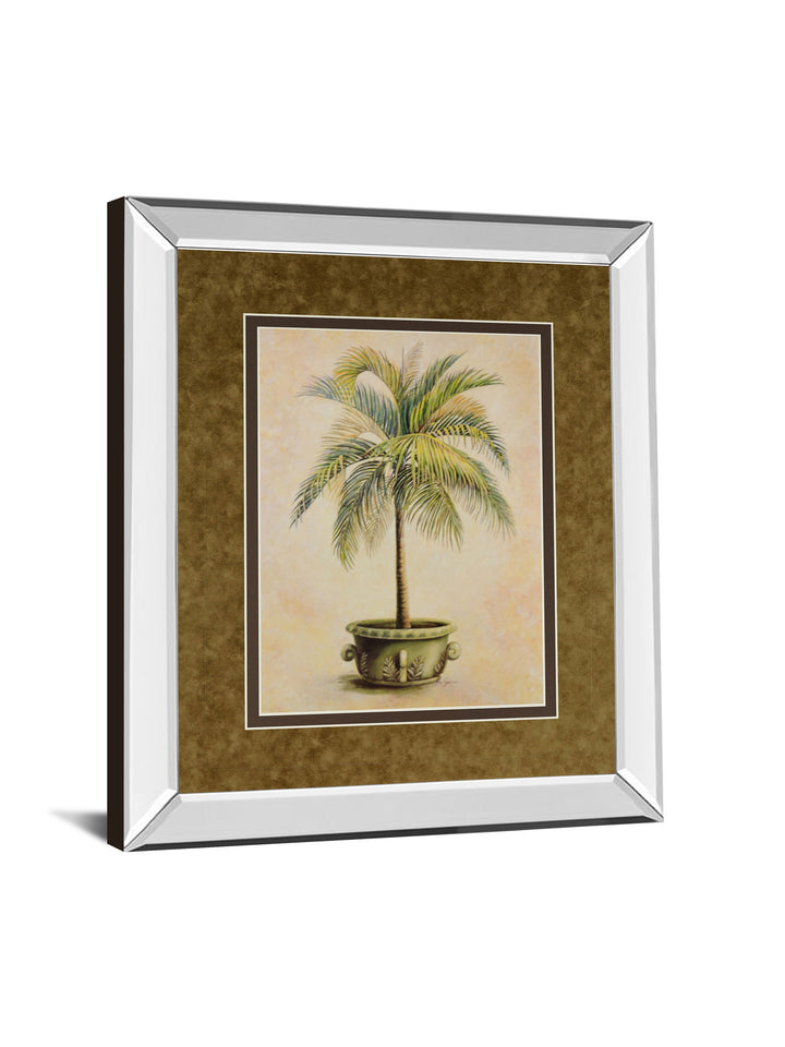 Potted Palm Il - Mirror Framed Print Wall Art - Light Brown