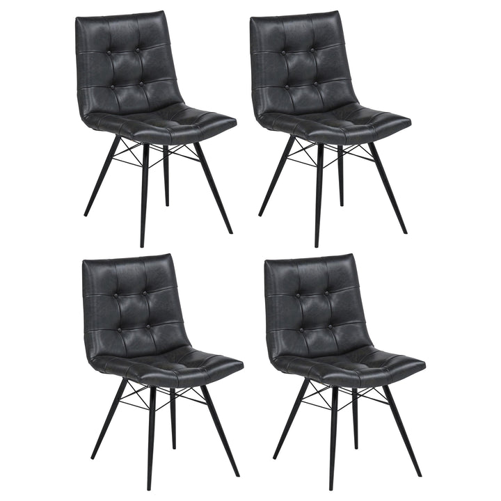 Aiken Faux Leather Upholstered Dining Side Chair Charcoal Grey (Set of 4)