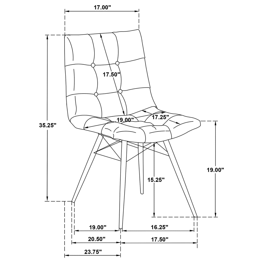 Aiken Faux Leather Upholstered Dining Side Chair Charcoal Grey (Set of 4)