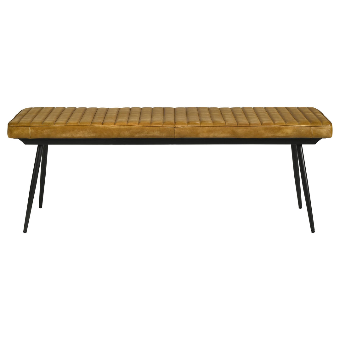 Misty Leather Upholstered Dining Bench Antique Camel