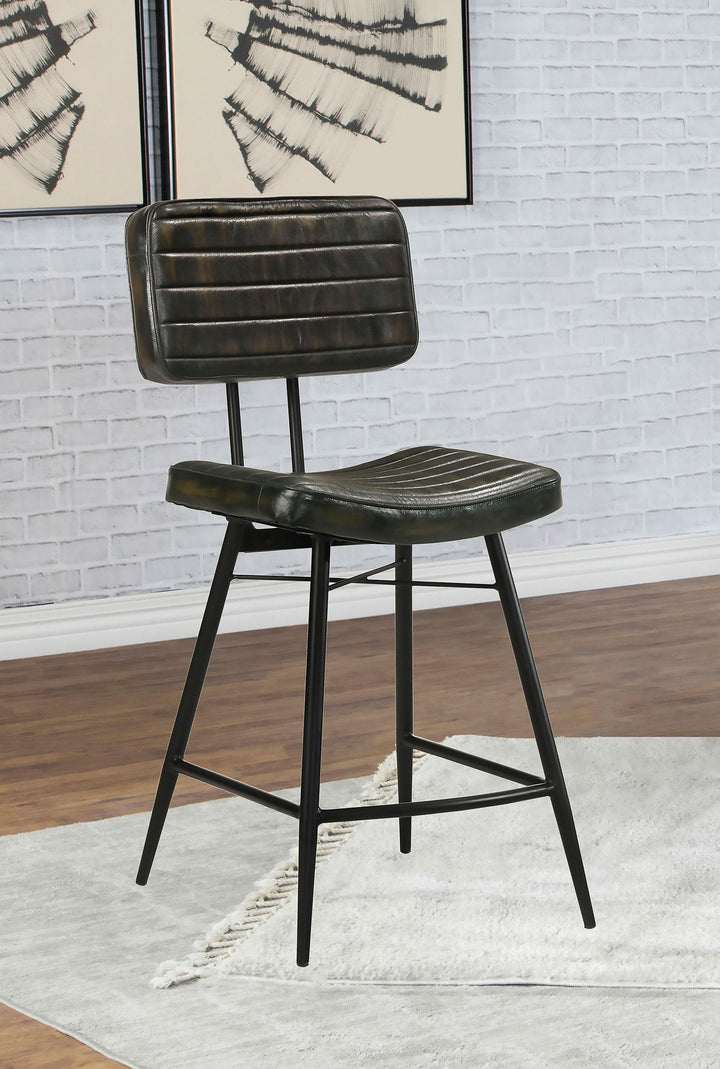 Partridge Leather Counter Chair Antique Espresso (Set of 2)