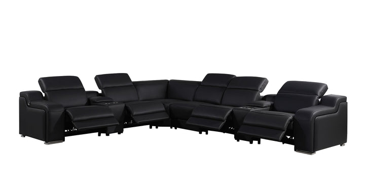 1116 - 8-Piece L-Shaped Sectional Sofa In With 4 Power Recliners &amp; Power Headrests
