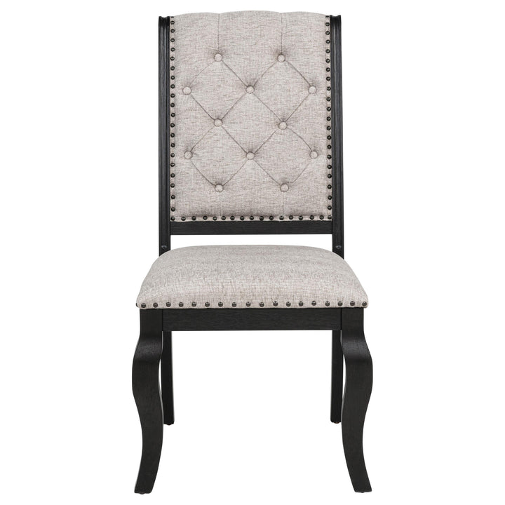 Phelps Upholstered Dining Side Chair Tan Distressed Noir (Set of 2)