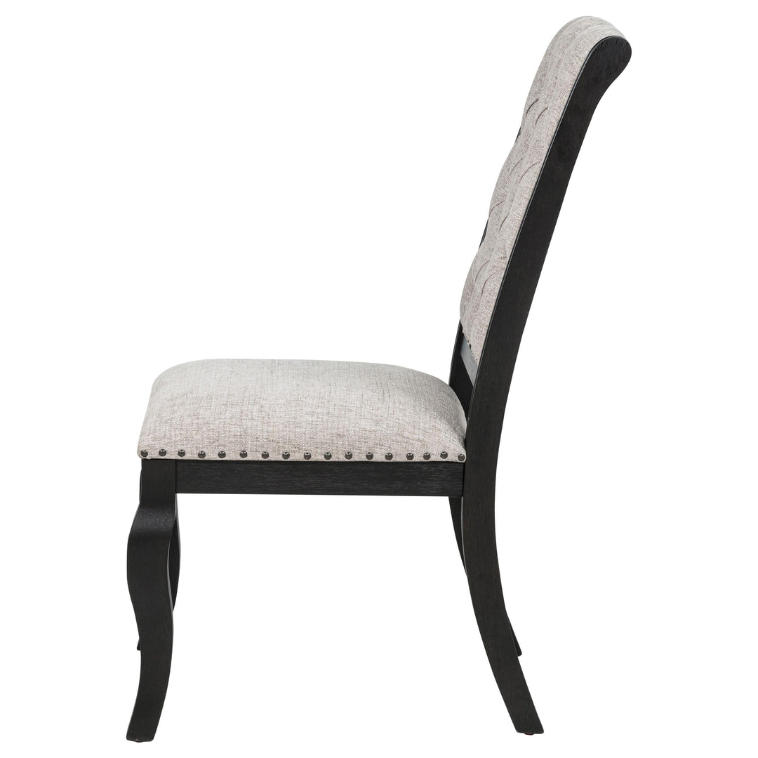 Phelps Upholstered Dining Side Chair Tan Distressed Noir (Set of 2)