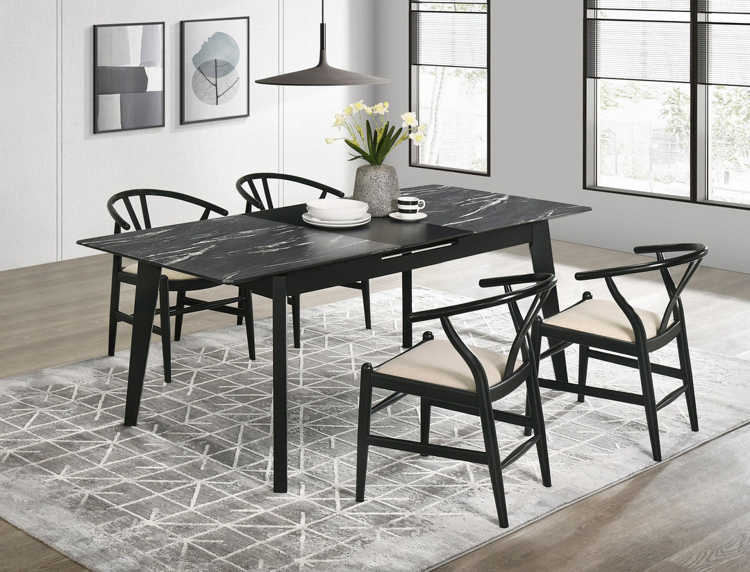 Crestmont 5-piece Extension Leaf Dining Table Set Black