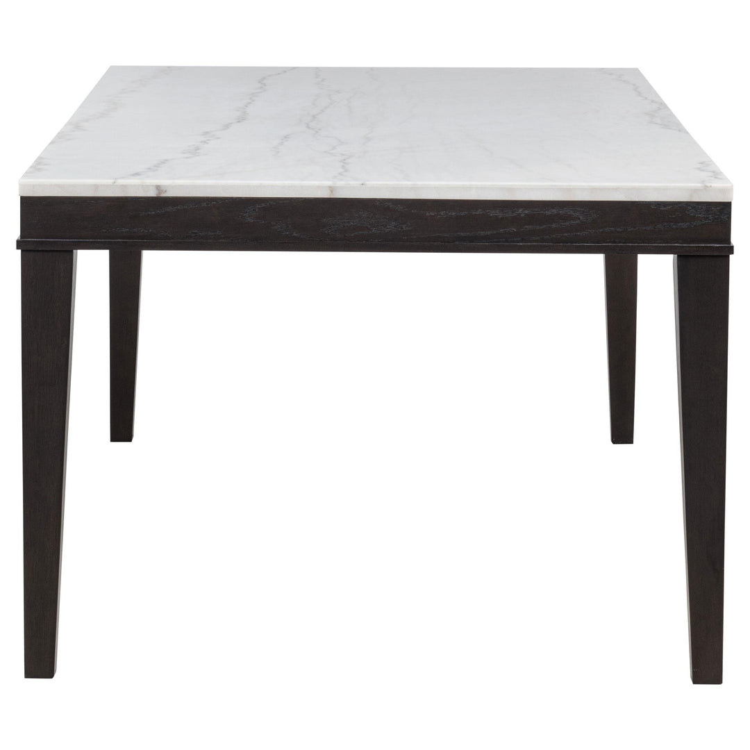 Averill 7-piece White Marble Top Dining Set Dark Grey and Coffee Bean