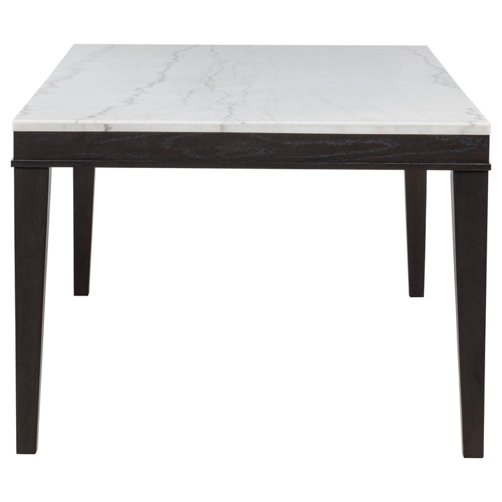 Averill 7-piece White Marble Top Dining Set Dark Grey and Coffee Bean
