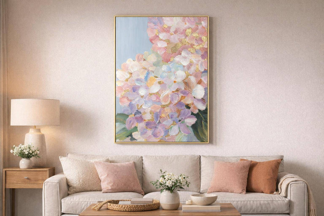 Petal Reverie II Hand-Embellished Canvas In Frame - Gold / Pink