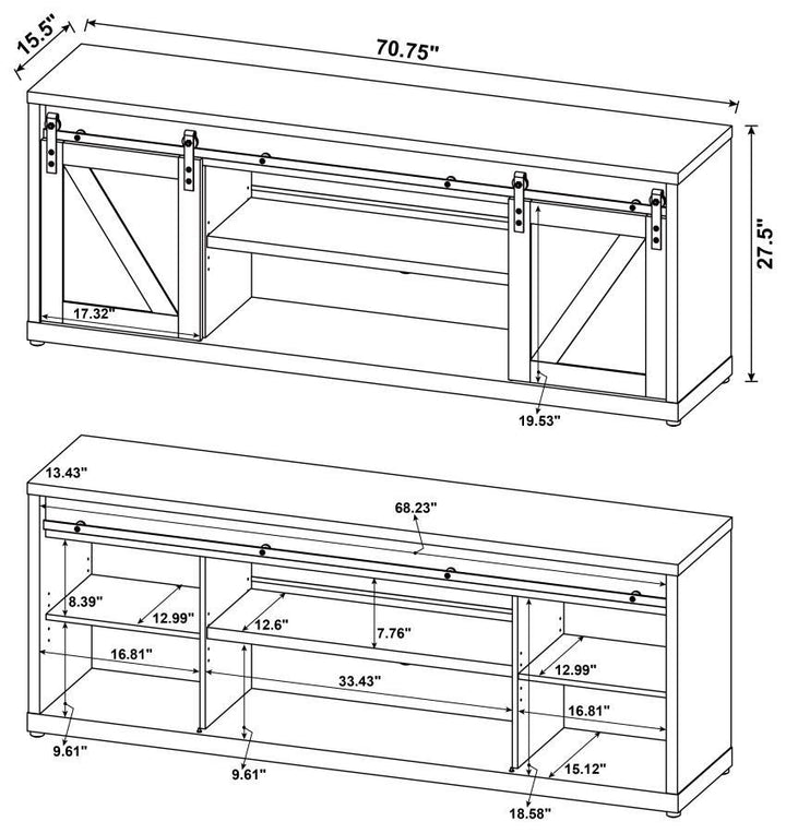 Brockton - 3-shelf Sliding Doors TV Console