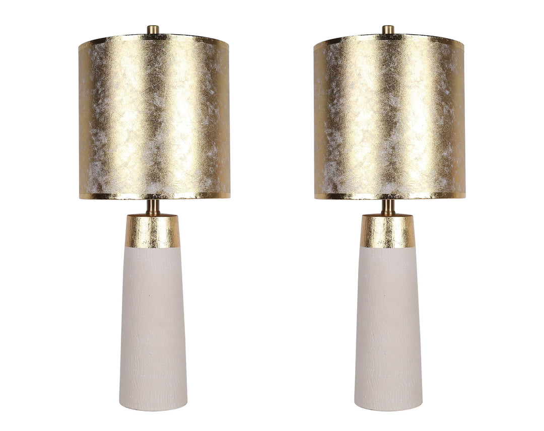 "Luxe Radiance" Ceramic Table Lamp (Set of 2) - Off White / Gold
