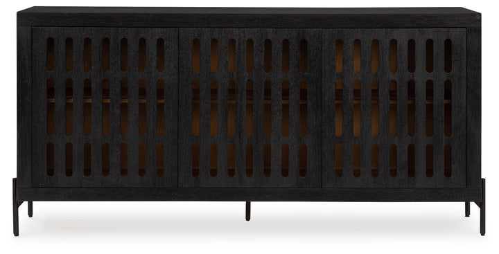 Vallisburg - Black / Natural - Accent Cabinet